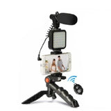 AY49 Video Vlogging Kit – Tripod, Microphone, LED Light & Phone Holder – All in One