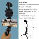 AY49 Video Vlogging Kit – Tripod, Microphone, LED Light & Phone Holder – All in One