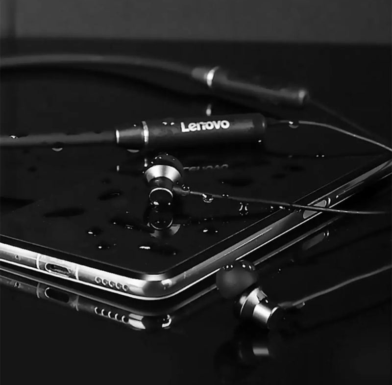 Lenovo Wireless Neckband – Magnetic Sports Earphones with Deep Bass & Long Battery Backup