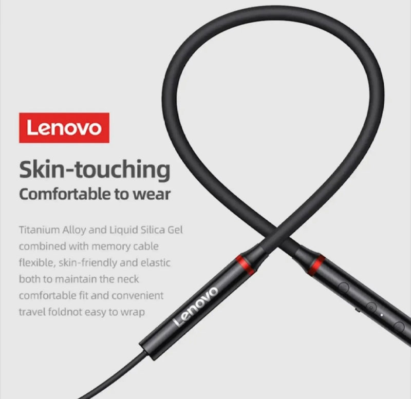 Lenovo Wireless Neckband – Magnetic Sports Earphones with Deep Bass & Long Battery Backup