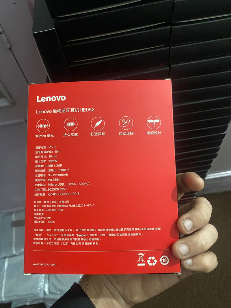 Lenovo Wireless Neckband – Magnetic Sports Earphones with Deep Bass & Long Battery Backup