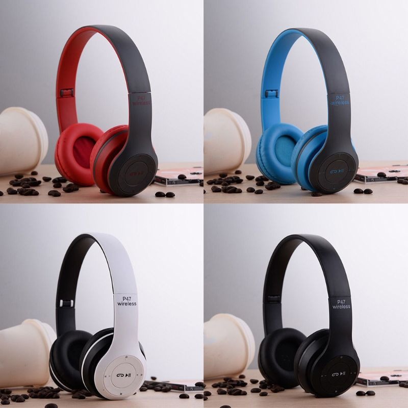 P47 Wireless Bluetooth Headphones – Stereo Sound, Foldable Headset with Mic