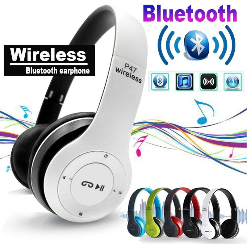 P47 Wireless Bluetooth Headphones – Stereo Sound, Foldable Headset with Mic