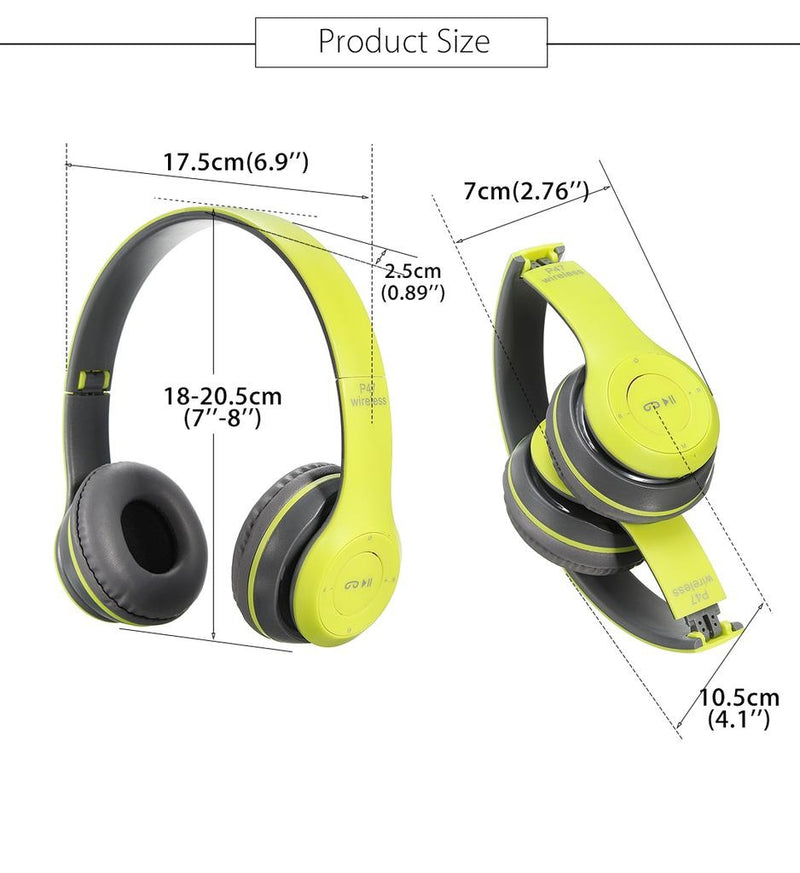 P47 Wireless Bluetooth Headphones – Stereo Sound, Foldable Headset with Mic