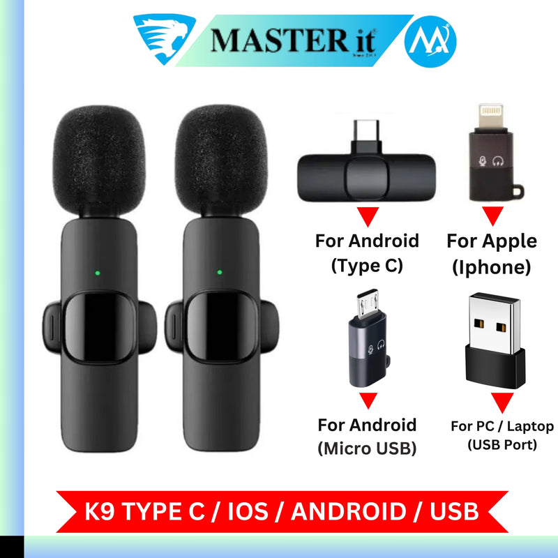 K9 Wireless Microphone for iPhone & Android – Noise Reduction Mic for Vlogging, Interviews & TikTok